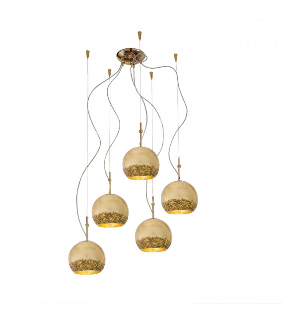 Luna pendant lamp 24 carats gold 5 bulbs 200cm