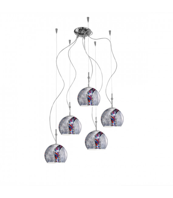 Lampada a sospensione Luna Chrome 5 lampadine 200cm