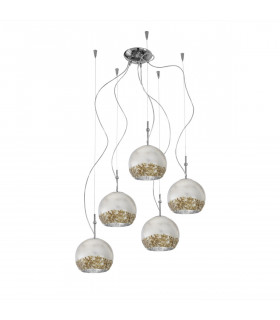 Suspension Luna Chrome 5 ampoules 200cm