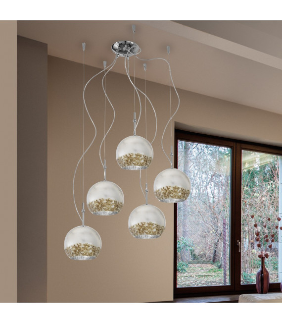 Suspension Luna Chrome 5 ampoules 200cm