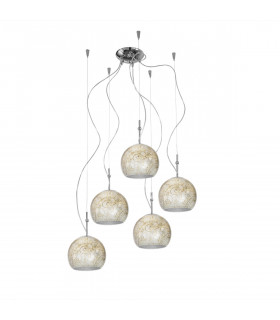 Luna Chrome pendant light 5 bulbs 200cm