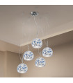 Luna Chrome pendant light 5 bulbs 200cm