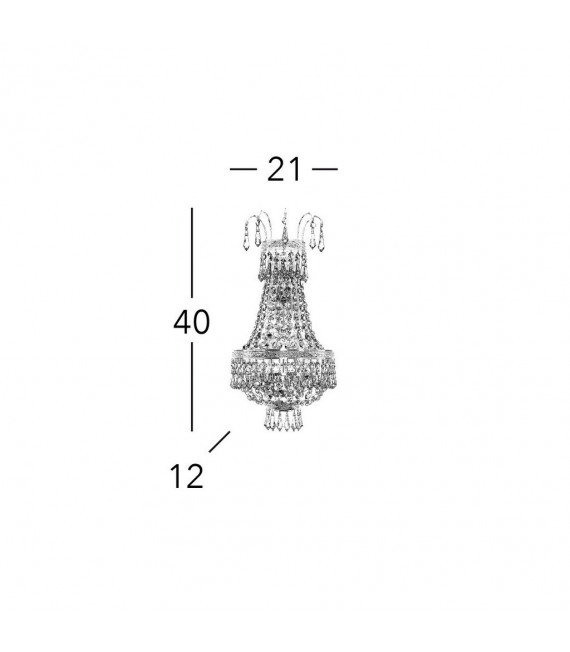 Empire design wall lamp 24 carats gold 3 bulbs 40cm