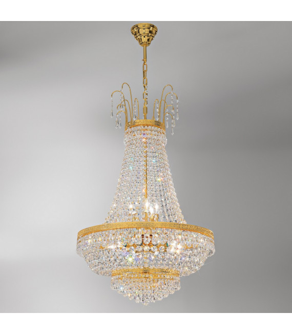 Chandelier Empire 24 carats d'or 12 ampoules 107cm