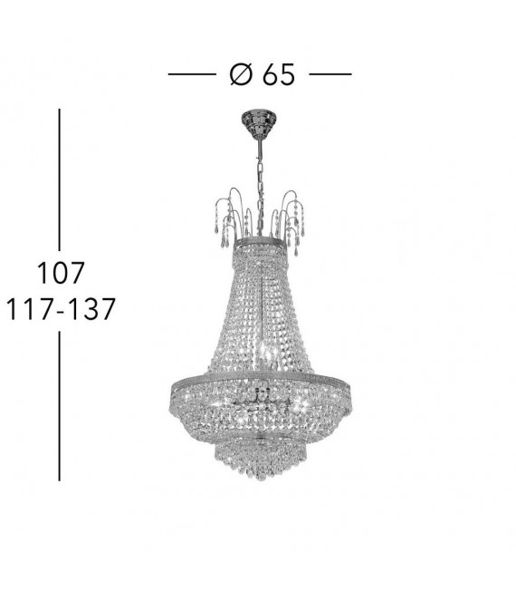 Lampadario impero oro 24 carati 12 lampadine 107cm