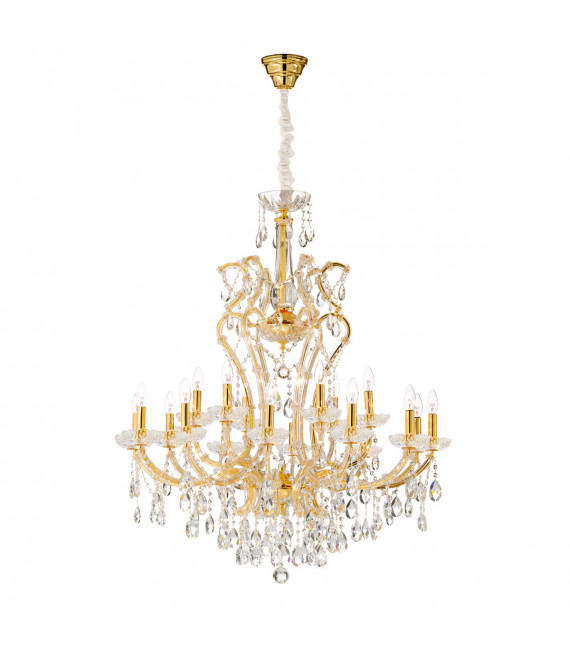 Chandelier sans abats jours Versailles 24 carats d'or 18 ampoules 113cm