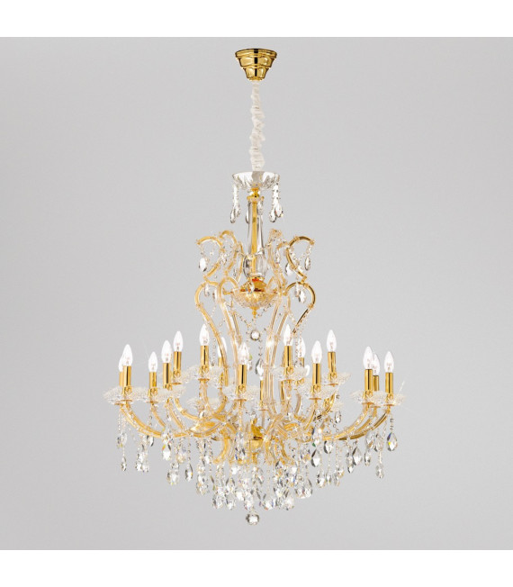 Candelero sin pantallas Versailles oro 24 kilates 18 bombillas 113cm