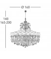 Suspension abats jours Versailles 24 carats d'or 54 ampoules 140cm