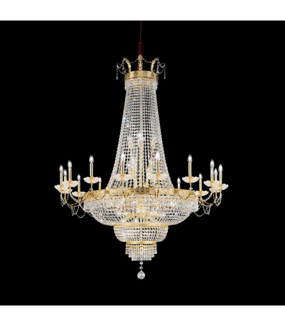 Großer Empire Kronleuchter 24 Karat Gold 48 Birnen 180cm