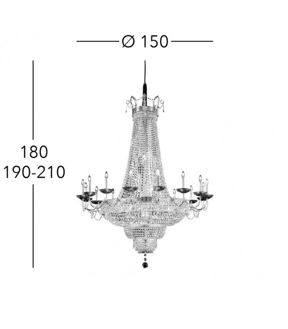 Grand Chandelier Empire 24 carats d'or 48 ampoules 180cm