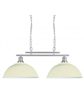 Fusion Pendelleuchte Baustahl Satinsilber, Creme 2 flammig 31cm
