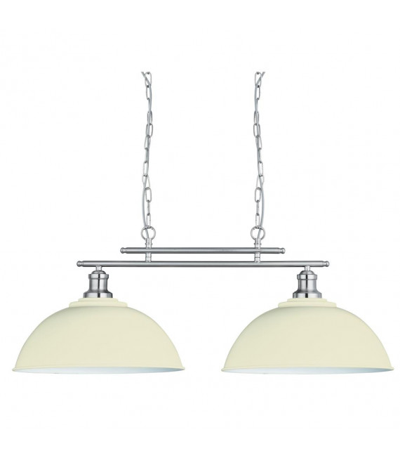 Suspension Fusion Acier doux Argent satiné,crème 2 ampoules 31cm