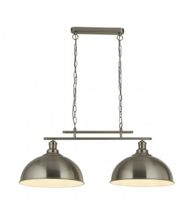 Fusion Pendelleuchte Baustahl Satinsilber 2 Birnen 31cm