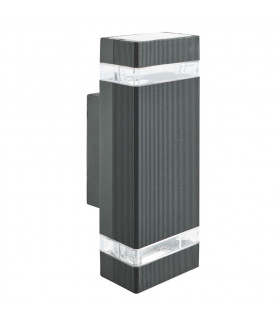 Garten-Wandleuchte Sheffield Glas, Alu-Formteil Schwarz matt 2-flammig 23,5cm