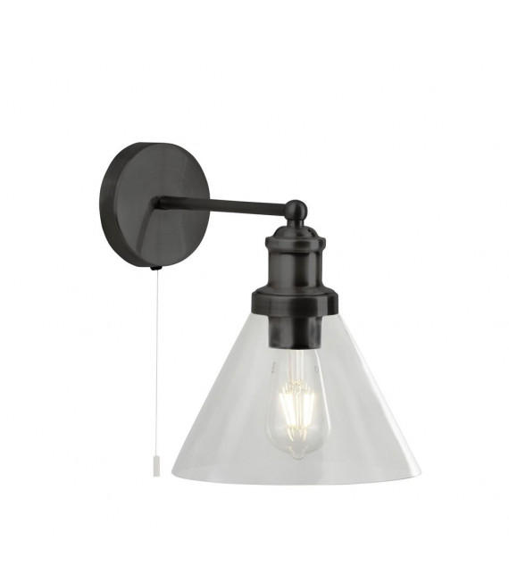 Lámpara de pared Pyramid Vidrio, acero dulce Negro mate, transparente 1 bombilla 25cm