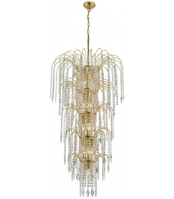Lampada a sospensione a cascata Vetro, acciaio dolce Oro 13 lampadine 112 cm