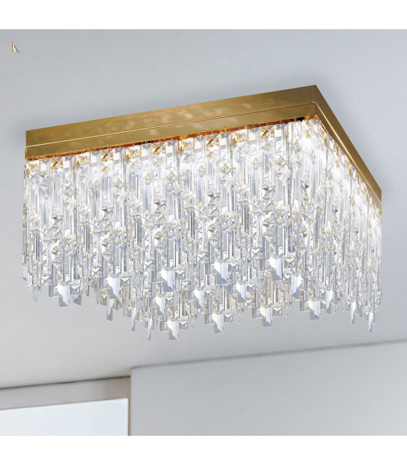 Plafonnier Design Prisma 24 carats d'or 16 ampoules 40cm