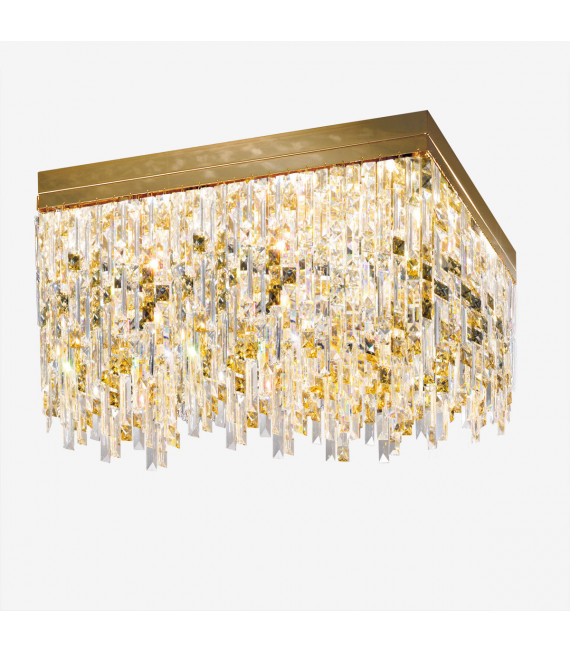 Plafón de diseño Prisma oro 24 kilates 16 bombillas 40cm