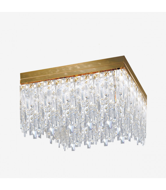 Plafonnier Design Prisma 24 carats d'or 8 ampoules 40cm