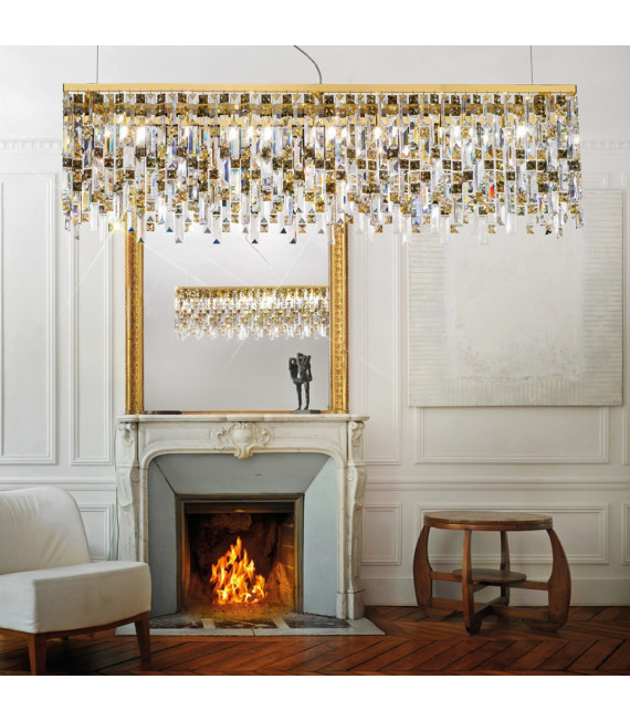Suspension Prisma 24 carats d'or 10 ampoules 28cm