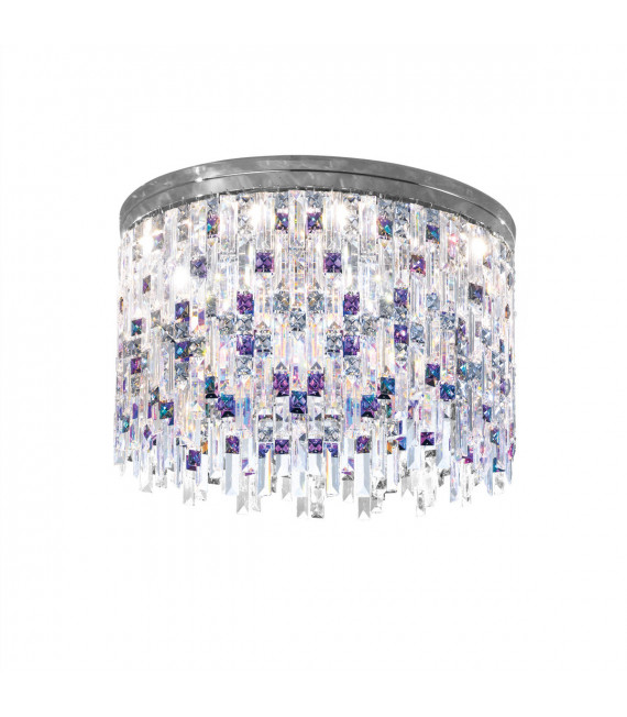 Plafonnier Design Prisma Chrome 12 ampoules 40cm