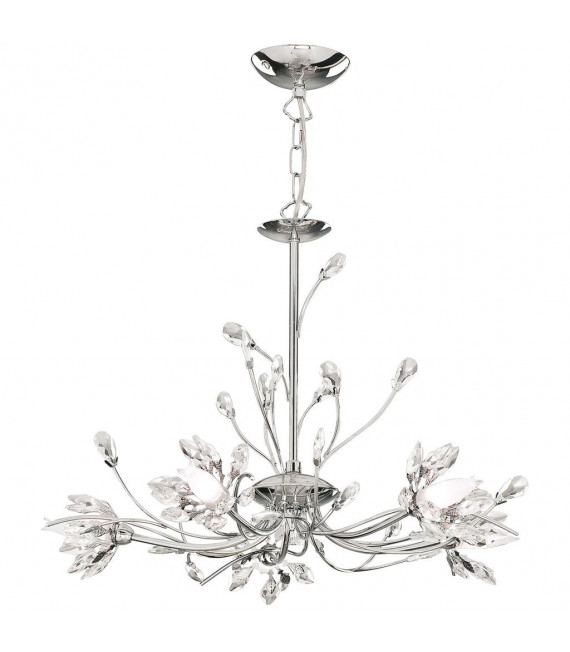 Hibiscus pendant lamp Glass, crystal, Chrome steel 5 bulbs 40cm