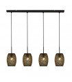 Suspension Laser Acier doux Noir mat,Doré 4 ampoules 30cm