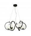Twister Pendant Glass, mild steel Matt black, Matt white opal 6 bulbs 21cm