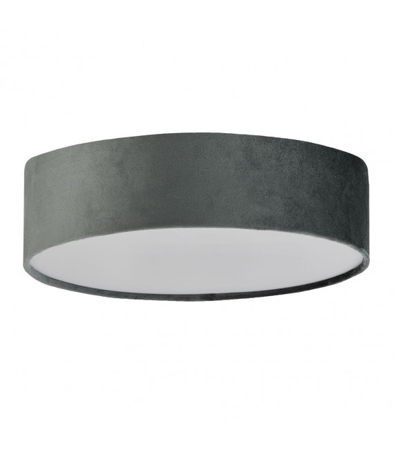 Ceiling light Drum 2 bulbs Plastic, velvet, mild steel white, gray, gel