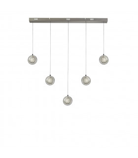 Suspension Quartz 5 ampoules Verre,acier inoxydable,acier doux Chrome,Transparent
