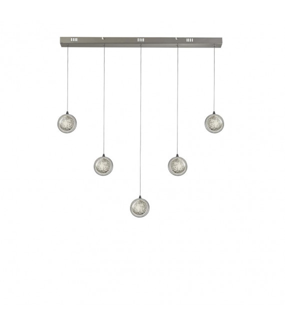 Suspension Quartz 5 ampoules Verre,acier inoxydable,acier doux Chrome,Transparent