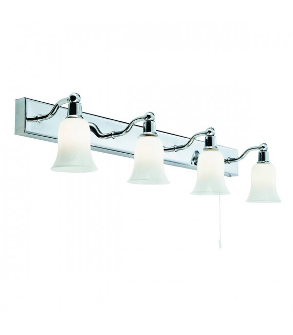 Belvue Badezimmerspiegelleuchte Chrom Opalglas 4 flammig 13cm