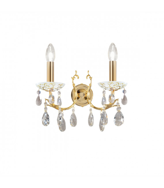 Wandleuchte Victoria 24 Karat Gold 2 Glühbirnen 20cm