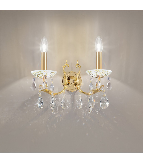 Aplique de pared Victoria oro 24 kilates 2 bombillas 20cm