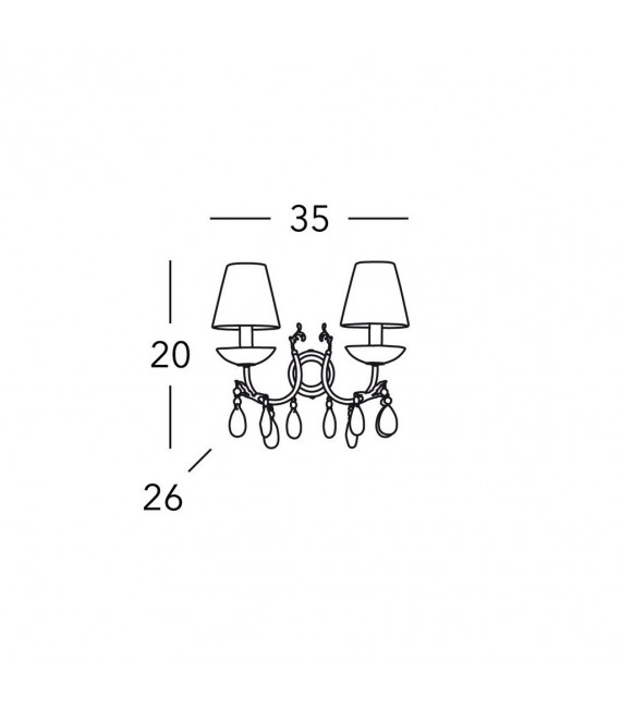 Applique Victoria oro 24 carati 2 lampadine 20cm