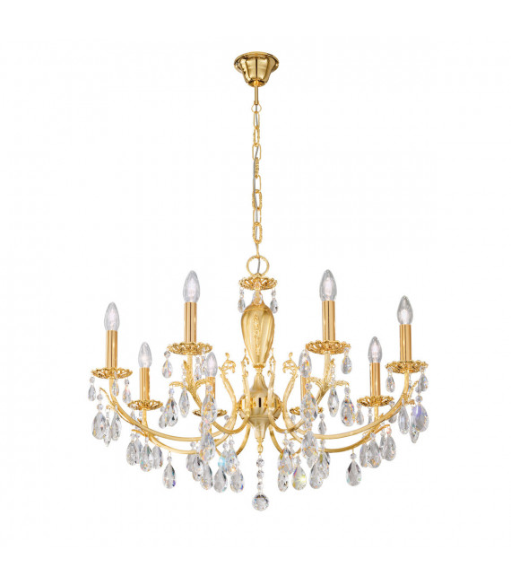 Kronleuchter Victoria 24 Karat Gold ohne Lampenschirme 8 Glühbirnen 55cm