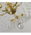 Glass shower pendant light, painted gold mild steel, transparent 5 bulbs 56cm