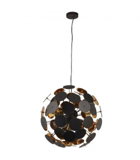 Black Plastic Discus Pendant 6 bulbs 54cm