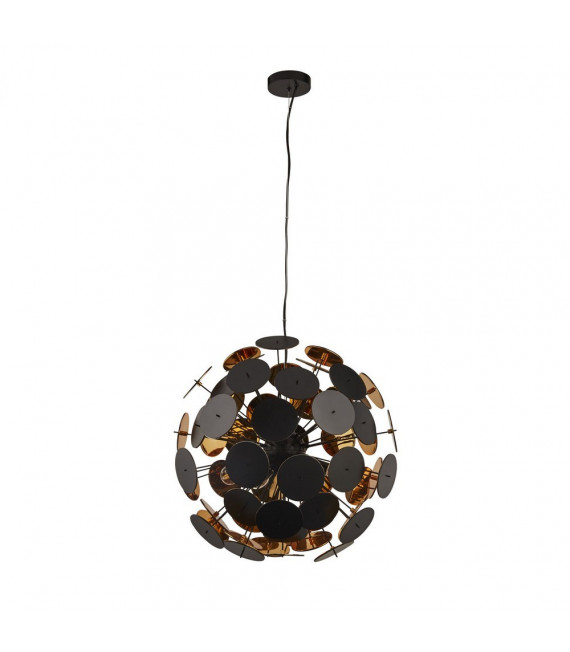 Diskus-Anhänger aus schwarzem Kunststoff, 6 Glühbirnen, 54 cm