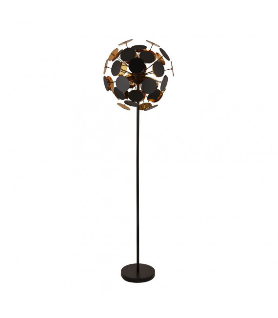 Stehlampe Discus Schwarz Kunststoff 4 Glühbirnen 162cm