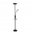 Floor lamp with reading light Wireless 1 bulb Glass, mild steel Matte black, Transparent, frosted