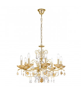 Lampadario senza paralumi Carmen Oro 24 carati 8 lampadine 52cm