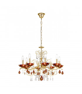 Kronleuchter ohne Lampenschirme Carmen 24 Karat Gold 8 Glühbirnen 52cm