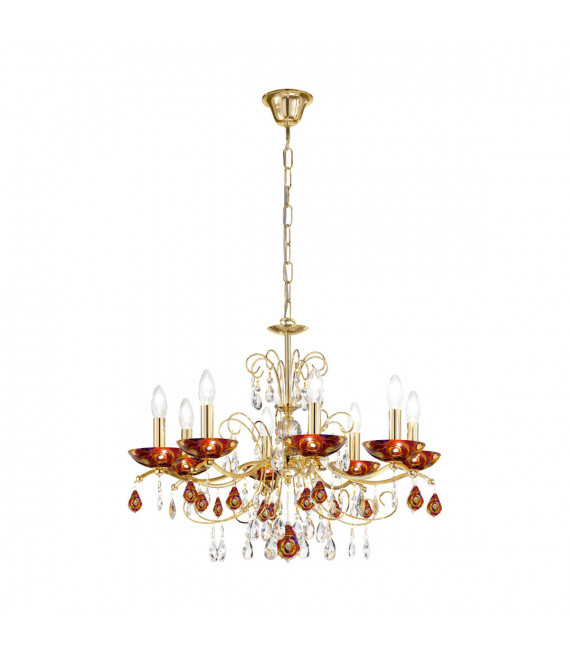 Chandelier without lampshades Carmen 24 carats gold 8 bulbs 52cm