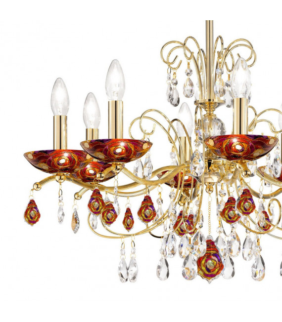 Kronleuchter ohne Lampenschirme Carmen 24 Karat Gold 8 Glühbirnen 52cm