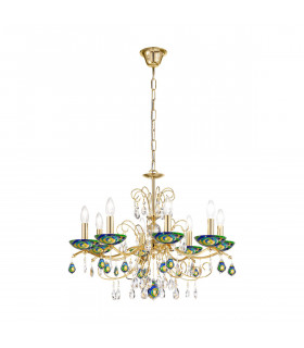 Chandelier without lampshades Carmen 24 carats gold 8 bulbs 52cm