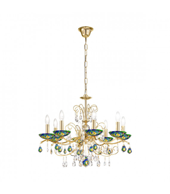 Lampadario senza paralumi Carmen Oro 24 carati 8 lampadine 52cm