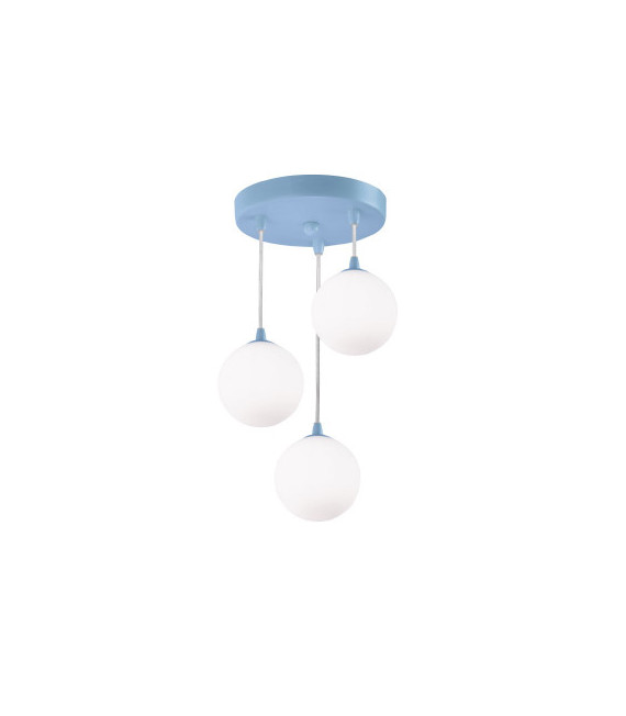 Kids pendant light White glass 3 bulbs 35cm