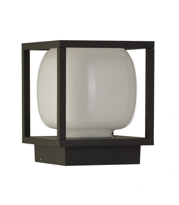 Lanterne de jardin Athens Plastique,moulage Aluminium en métal Noir, blanc opale