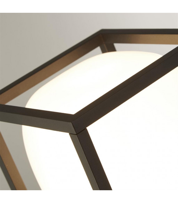 Lanterne de jardin Athens Plastique,moulage Aluminium en métal Noir, blanc opale